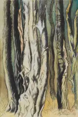 Léon Spilliaert, Boomstammen (Troncs d'arbres), 1939, Pencil, charcoal, India ink, watercolour and white bodycolour on firm paper