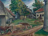 Max Unold, Dorfplatz, 1920, Oil on canvas
