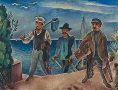 Max Unold, Die Ostseefischer, 1921, Oil on canvas, mounted on panel