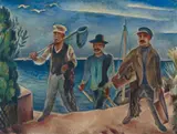 Max Unold, Die Ostseefischer, 1921, Oil on canvas, mounted on panel