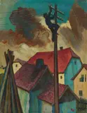 Gustav Wiethüchter, Telegraphenarbeiter, 1930s, Oil on canvas