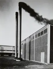 Taschentuchfabrik Blumberg, Architekt Egon Eiermann [Handkerchief factory Blumberg, architect Egon Eiermann] by Franz Lazi, 1951, Vintage ferrotyped gelatin silver print on Agfa-Brovira paper, sold May 2015