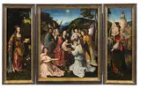 The Holy Family with Angels, Saint Catherine and Saint Barbara by Master of Hoogstraeten, Oil on panel, sold May 2015