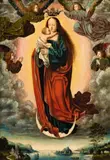 The Virgin on the Crescent Crowned by Angels by Antwerp School around 1520 & 1525, Oil on panel, sold May 2015
