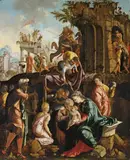 studio of Jan van Scorel, Adoration of the Magi, Oil on panel