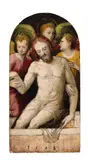 Christ carried by Angels by North Italian School mid 16th century, Tempera on panel, sold May 2015