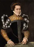 Anthonis Mor, A Portrait of Margarete of Parma, Oil on panel (parquetted)