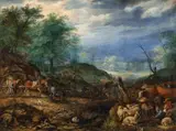 Roelant Savery, Landscape with Shepherds and a Wagon, Oil on copper