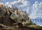Saint Jerome by a River before a City by Flemish School Early 17th century, Oil on copper, offered May 2015