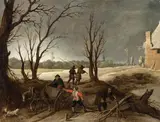 Sebastiaan Vrancx, A Landscape with Woodworkers, Oil on panel
