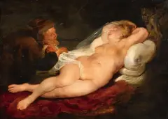 studio of Peter Paul Rubens, Angelica and the Hermit, Oil on panel