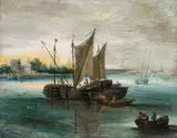 Jan Brueghel the Younger, Seascape with Boats on the Water