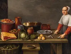 A Small Kitchen Scene by Floris van Schooten, Oil on panel, sold May 2015
