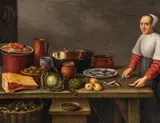 Floris van Schooten, A Small Kitchen Scene, Oil on panel