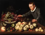 Floris van Schooten, A Fruit Still Life with a Boy, Oil on canvas