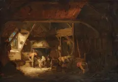 A Barn Interior by Isaac van Ostade, Oil on panel (parquetted), sold May 2015