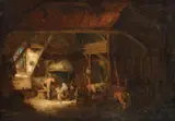 Isaac van Ostade, A Barn Interior, Oil on panel (parquetted)