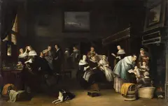 A Dutch Interior with Groups of Figures by Anthonie Palamedesz., Oil on panel, offered May 2015