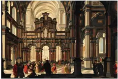 Dirck van Delen, A Church Interior with the Presentation of Jesus in the Temple, Oil on panel