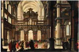 Dirck van Delen, A Church Interior with the Presentation of Jesus in the Temple, Oil on panel