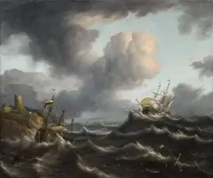 Pieter Mulier the Elder, A Shipwreck in Rough Seas, Oil on canvas (relined)