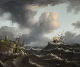 Pieter Mulier the Elder, A Shipwreck in Rough Seas, Oil on canvas (relined)