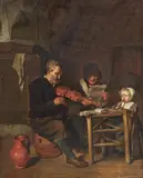 Gabriel Metsu, As the Old Sang, So the Young Pipe, Oil on canvas (relined)