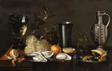 Netherlandish School 17th century, Still Life with a Rummer, Pitcher, Grapes, Lemon and Oysters