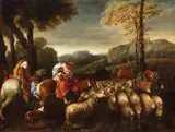 Genoese School 17th century, Jacob´s return to Canaan, Oil on canvas (relined)