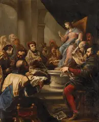 Luca Giordano, Christ Among the Doctors, Oil on copper