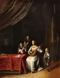 Gillis van Tilborgh the Younger, A Couple paying Music, Oil on panel (parquetted)