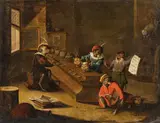 Flemish School Late 17th century, The Cat Organ, Oil on canvas (relined)