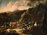 Landscape with Cowherds by called Rosa Da Tivoli Philipp Peter Roos, Oil on canvas, offered May 2015