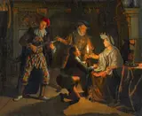 Matthijs Naiveu, The Matchmaker's Visit, Oil on canvas (relined)