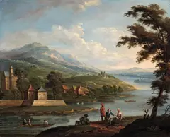 A River Landscape with a Fortress by Jan Frans van Bredael, Oil on panel, sold May 2015