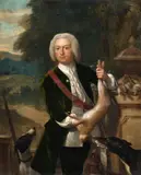 Philip van Dijk, A Portrait of Baron van Nieuwvliet as a Hunter A Portrait of Baroness van Nieuwvliet in a Landscape, Oil on panel. Each