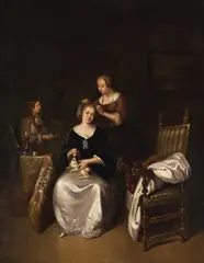 Willem van Mieris, A Lady at her Toilette, Oil on panel