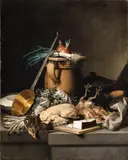 Henry Nicolas Jeaurat de Bertry, A Kitchen Still Life with Poultry, Vegetables and Bread, Oil on canvas