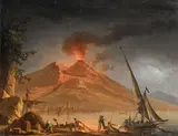 The Eruption of Mount Vesuvius in the Night by Charles François Lacroix de Marseille, Oil on canvas, sold May 2015