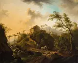 A Mountainous Landscape with a Brook and Tavern by Christian Georg Schütz the Elder, Oil on canvas (relined), offered May 2015