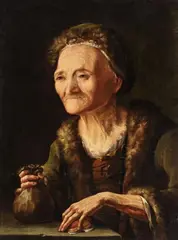 Balthasar Denner, The Miser (The Old Bailiff Woman), Oil on canvas