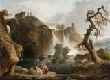 A Landscape with a Waterfall (possibly Tivoli) by circle of Claude-Joseph Vernet, Oil on canvas (relined), sold May 2015
