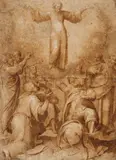 Italian School, The Ascension, Brown ink and wash