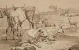 Netherlandish School 17th century, A Herd of Sheep and Cattle in a Southern Landscape