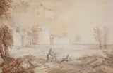 Alessio de Marchis, A Landscape with a Roman City Wall and a Horseman