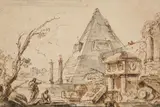 Jean-Baptiste Lallemand, A Capriccio of Ruins, Brown ink and was