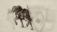 Théodore Géricault, The Coal Wagon, Pencil and brown ink on paper