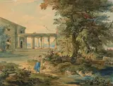 Friedrich Preller the Elder, The Palace and Park of Wilhelmsthal near Eisenach, Watercolour on paper
