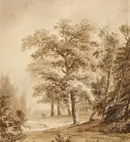 Barend Cornelis Koekkoek, A Park Landscape near Apeldoorn