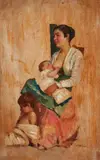 Eduardo Dalbono, Mother and Child, Oil on panel